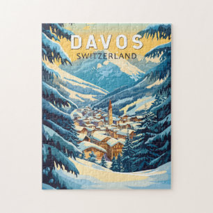 Davos Zwitserland Travel Art Vintage Legpuzzel
