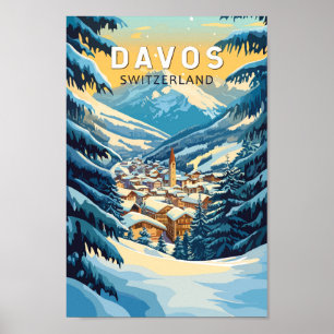 Davos Zwitserland Travel Art Vintage Poster