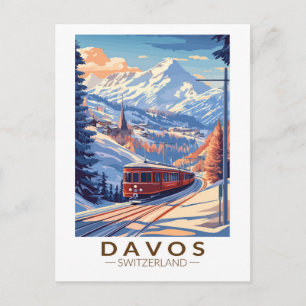 Davos Zwitserland Treinreizen Art Vintage Briefkaart