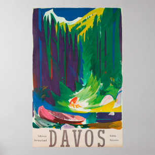 Davos Zwitserland Vintage Travel Poster