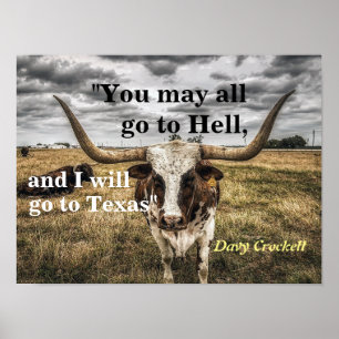 Davy Crockett citaat over het Poster hel en Texas