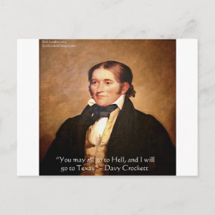 Davy Crockett "Naar Texas" Humor Citaten Briefkaart