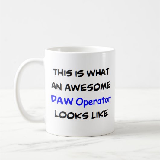 daw-operator, geweldige koffiemok (Links)