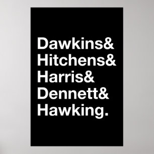 Dawkins&Hitchens&Harris&Dennett&Hawking - Wetensch Poster