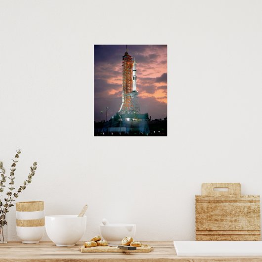 Dawn breekt achter ASTP Saturn IB CDDT Poster (Keuken)