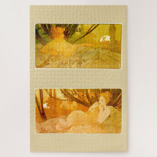 Dawn & Dusk beroemd gemaakt door Alphonse Mucha Legpuzzel