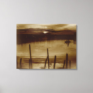 Dawn in the Lagoon Wrapped Canvas Afdruk
