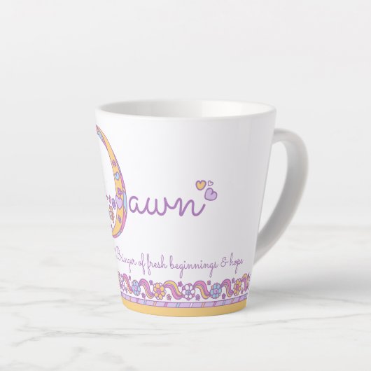 Dawn letter D naam monogram Latte Mok (Rechterhoek)