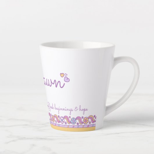 Dawn letter D naam monogram Latte Mok (Rechts)