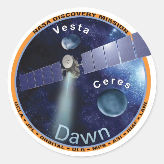 Dawn Mission Patch Ronde Sticker (Voorkant)