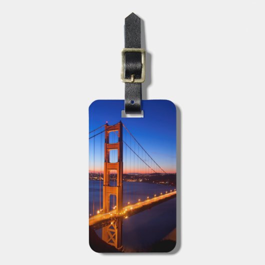 Dawn over San Francisco en Golden Gate Bridge. Bagagelabel (Voorkant verticaal)