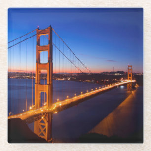 Dawn over San Francisco en Golden Gate Bridge. Glazen Onderzetter