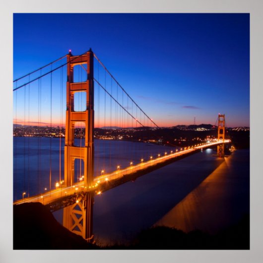Dawn over San Francisco en Golden Gate Bridge. Poster (Voorkant)