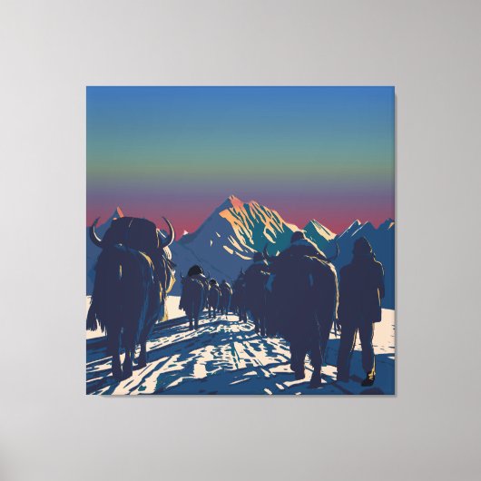 Dawn Yak Caravan Everest Collectible Artwork Canvas Afdruk (Voorkant)