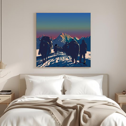 Dawn Yak Caravan Everest Collectible Artwork Canvas Afdruk