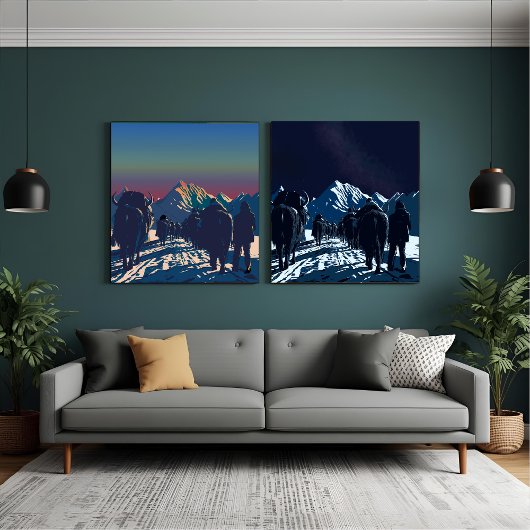 Dawn Yak Caravan Everest Collectible Artwork Canvas Afdruk