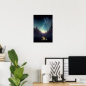 Dawn's aankomst in het Starry Forest Lake Poster (Thuiskantoor)