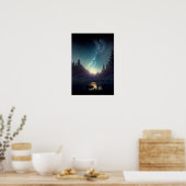 Dawn's aankomst in het Starry Forest Lake Poster (Keuken)