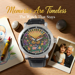 Dawn's Embrace" - Vlinder & Bloemen Horloge