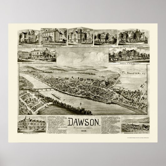 Dawson, PA Panoramic Map - 1902 Poster (Voorkant)