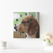 Day Dreaming Beagle Vierkante Klok (Huis)