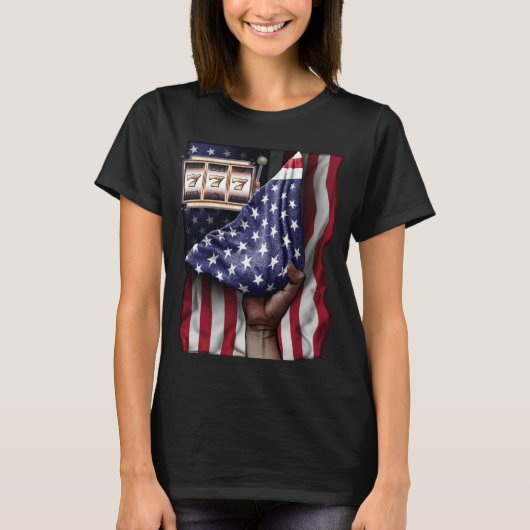 Day Of Independence US Flag Slot Machine T-shirt (Voorkant)