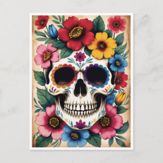 Day of the Dead Floral Skull Briefkaart