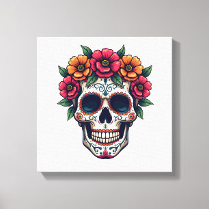 Day of the Dead Suikerschedel � Dia de los Muertos Canvas Afdruk