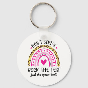 Day Rock The Test Teacher Testing Day Rainbow Teac Sleutelhanger