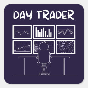 Day Trader Funny Logo Vierkante Sticker