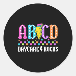 Daycare Rocks ABCD Terug naar School Funny Rock Te Ronde Sticker