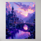 Daydream Fantasy Castle met Drawbridge Poster (Voorkant)