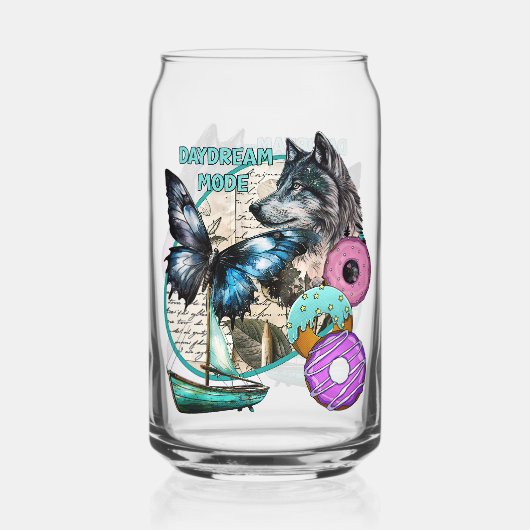 Daydream Mode - Wolf Butterfly Donuts Boot Blikvorm Glas (Voorkant)