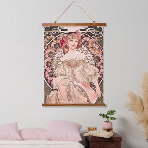  "Daydream" van Alphonse Mucha Hangend Wandkleed