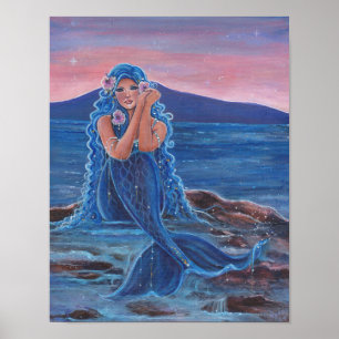 Daydreamer blauw zeemeermin poster van Renee