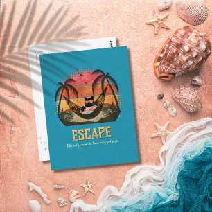 Daydreaming Cool Cat's Tropical Escape Briefkaart