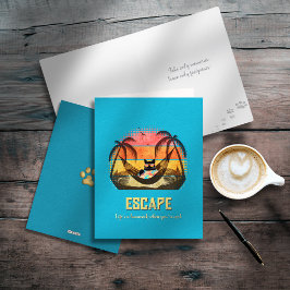 Daydreaming Cool Cat's Tropical Escape Feestdagen Kaart