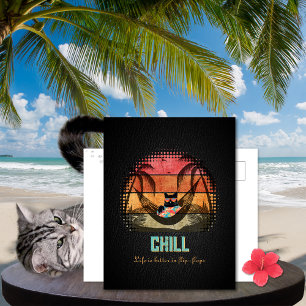 Daydreaming Cool Cat's Tropical Escape Feestdagenkaart
