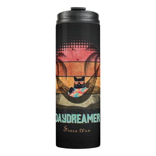 Daydreaming Cool Cat's Tropical Escape Thermosbeker (Voorkant)