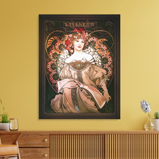 Daydroom c1896 van Alphonse Mucha Canvas Afdruk (Insitu (Woonkamer))
