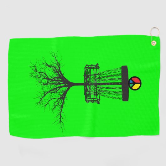 Dayglo Green Peace Basket Golfhanddoek (Horizontaal)