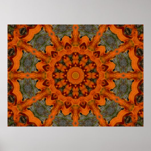 Daylily Oranje Mandala Poster (Voorkant)