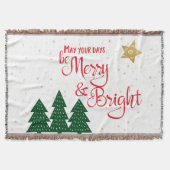 Days Be Merry Bright Red Calligraphy Sterrenbomen Deken (Voorkant)