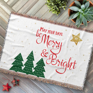 Days Be Merry Bright Red Calligraphy Sterrenbomen Deken