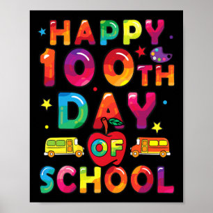Days of School Boys Girls Happy 100 Days of School Poster