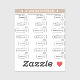 Days of the week sticker sheet