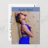 Daysha Nichole, en robe bleue, carte postale (Devant / Derrière)