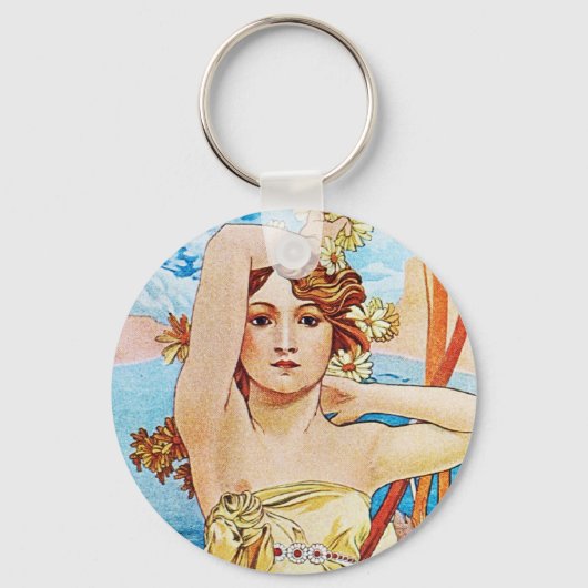 Daytime, Alphonse Mucha Sleutelhanger (Voorkant)