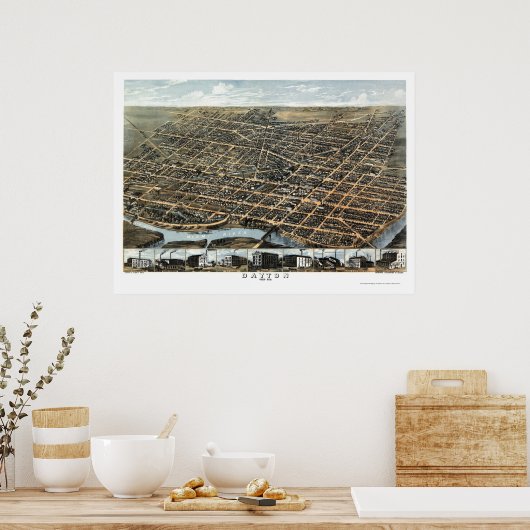 Dayton, OH Panoramic Map - 1870 Poster (Keuken)