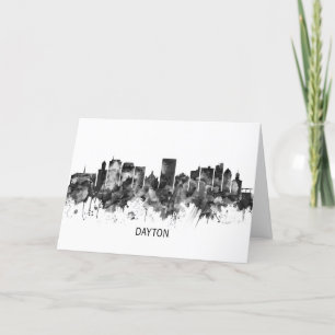 Dayton Ohio Skyline BW Feestdagen Kaart